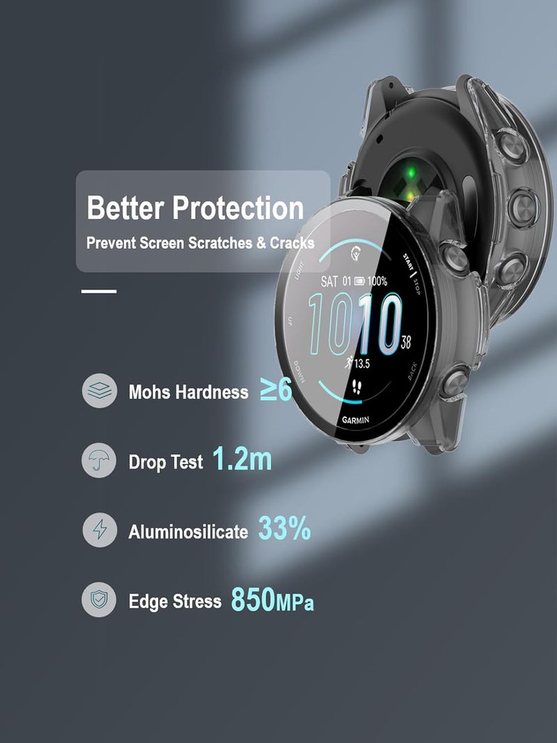 iDaPro [3-Pack Black] Screen Protector Case for Garmin Forerunner 970,Full Protective Cover with Built-in 9H Tempered Glass & 4 Silicone Dust Plugs,Hard PC Shell,Complete Protection for Running,Gym - Image 4